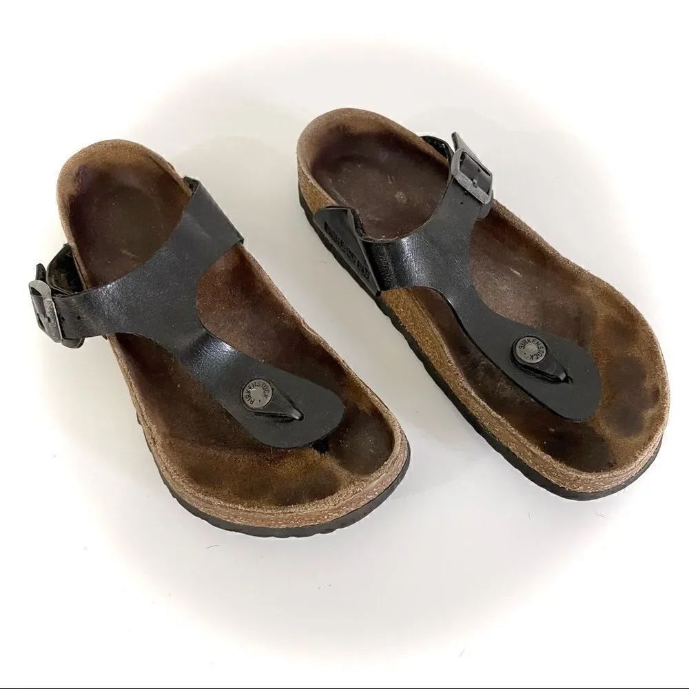 Birkenstock Gizeh Women’s Leather Sandals Black Size 36 5-5.5